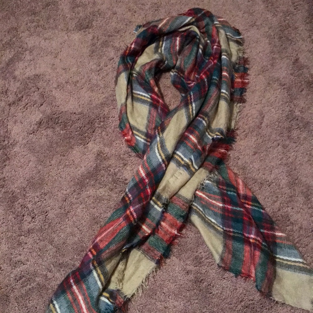 Plaid blanket scarf
